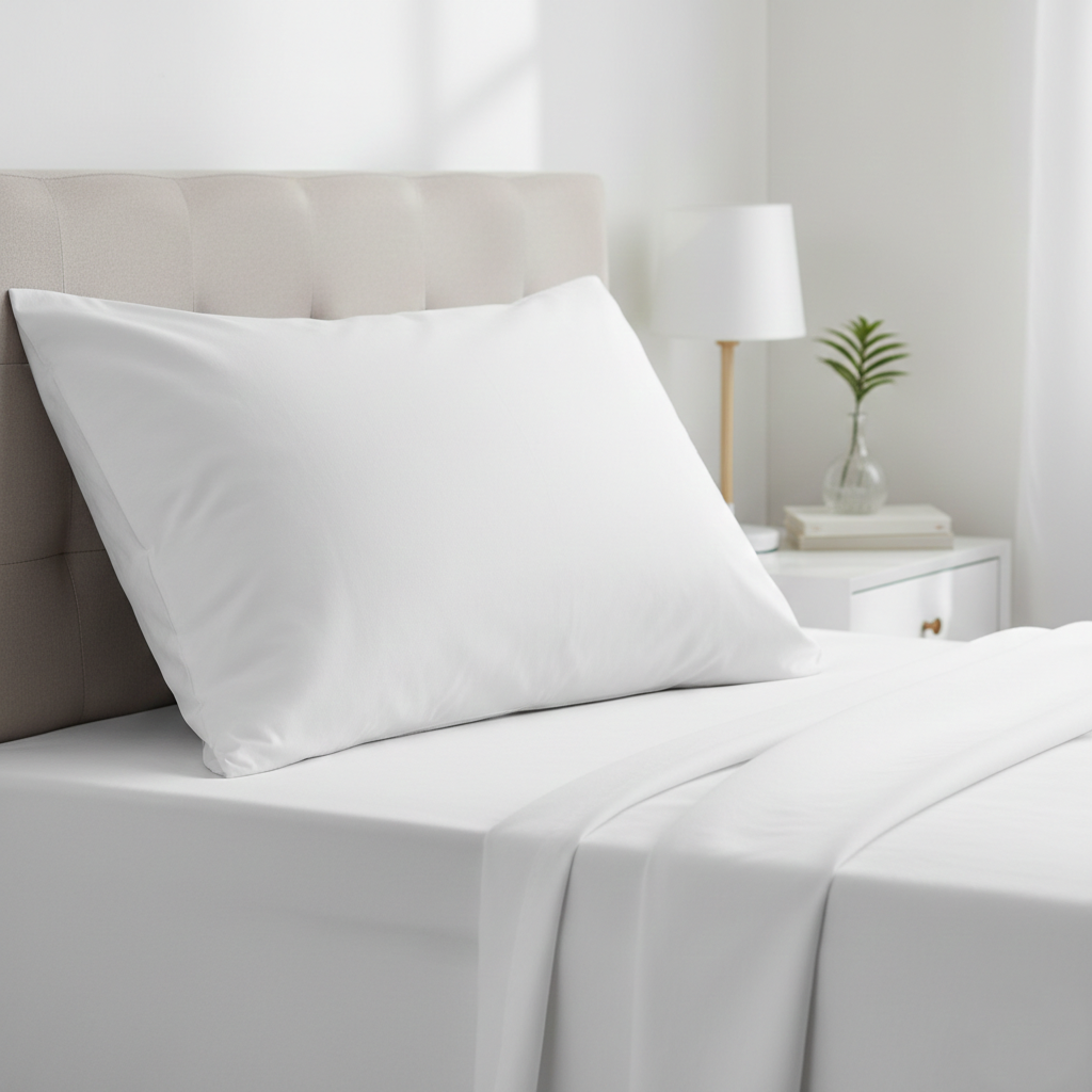 Fresh white pillowcase to reduce oil and bacteria that worsen acne overnight